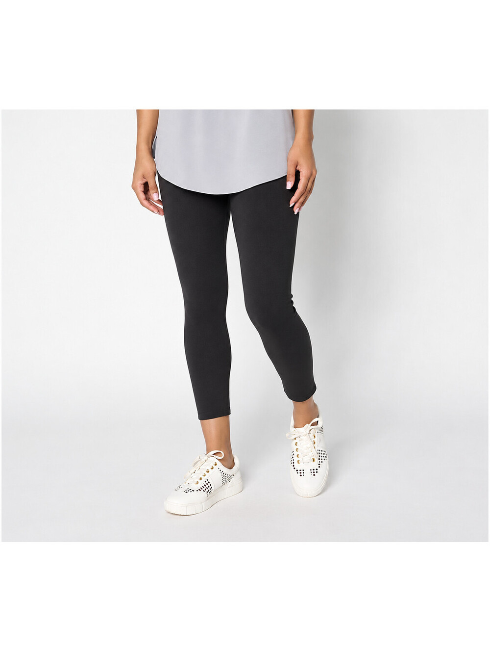 LOGO Layers by Lori Goldstein Regular Washed Cropped Leggings Black, X-Small